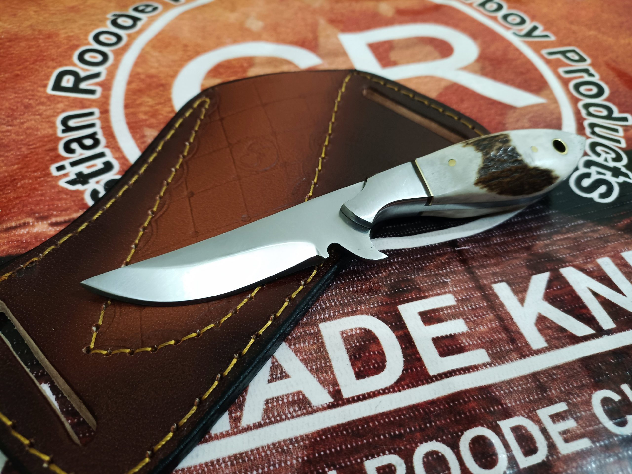 Handmade Stag Handle Bull Cutter Knife