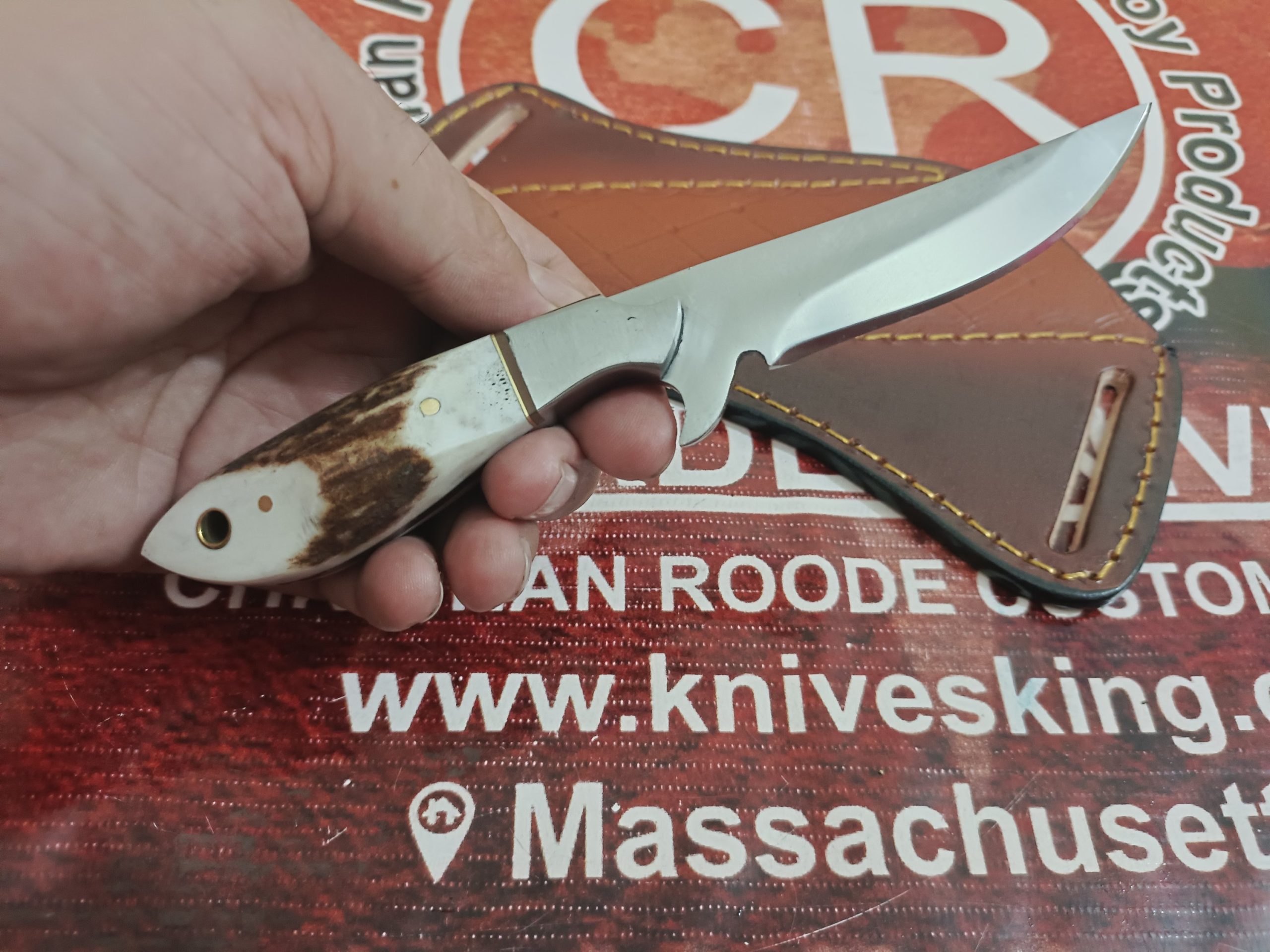 Handmade Stag Handle Bull Cutter Knife - Image 4