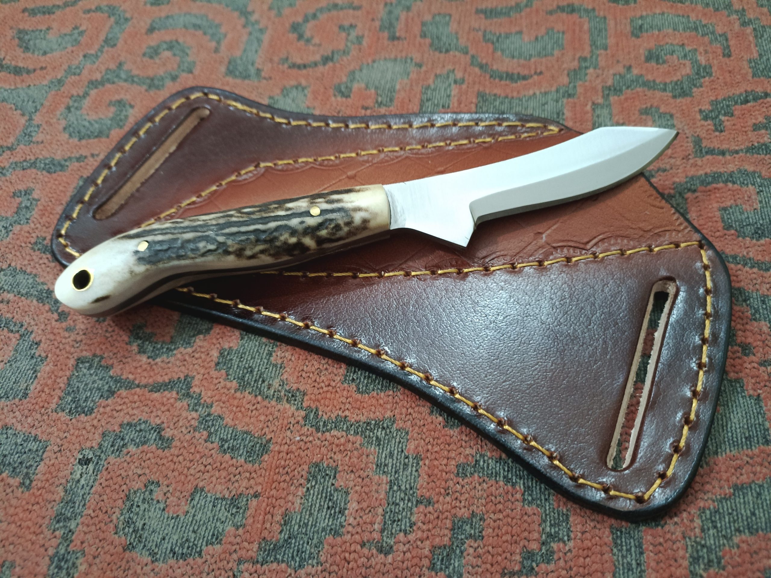 Handmade custom stag handle knife.
