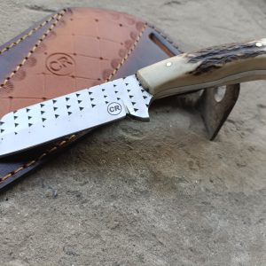 "Farrier Rasp Steel Blade with Stag Handle Knife"