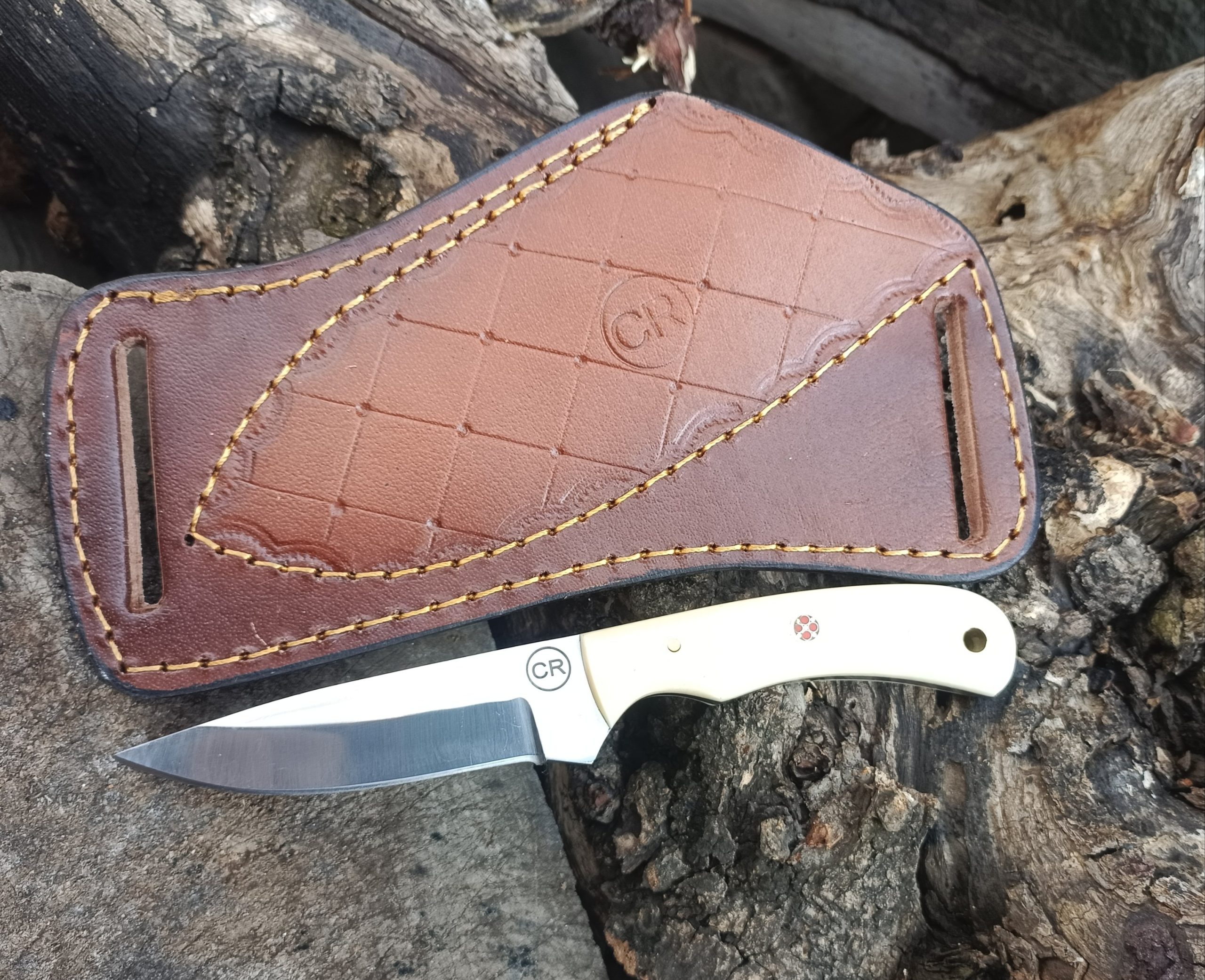 Handmade Custom Skinner Knife with Bone Handle..
